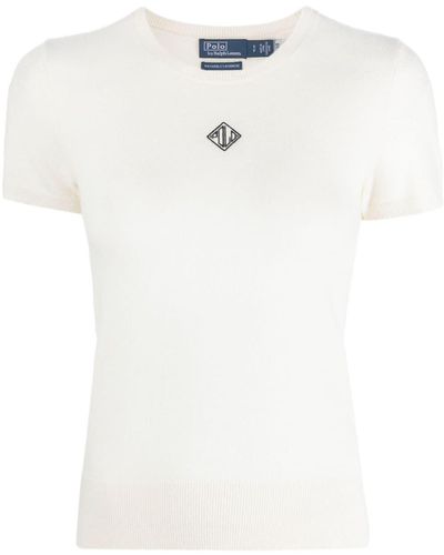 Polo Ralph Lauren Top de cachemira con logo bordado - Blanco