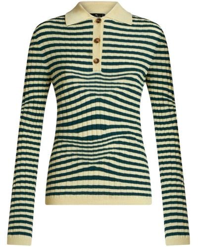 Etro Striped Knit Polo Shirt - Green