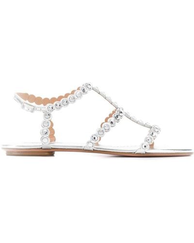 Aquazzura Crystal Flat Sandals - Metallic