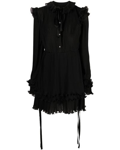 Philipp Plein Ruffled Plissé Midi Dress - Black