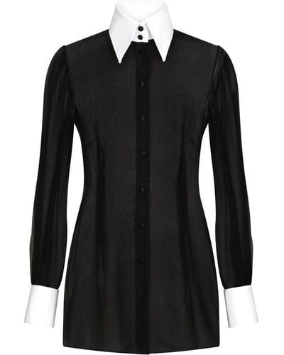 Dolce & Gabbana Sheer Cotton Blouse - Black