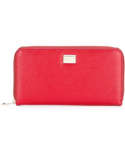 Dolce & Gabbana Logo-tag Leather Zip-around Wallet - Red