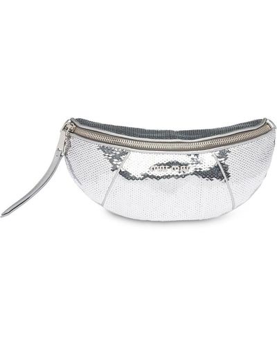 Miu Miu Sequin Belt Bag - White