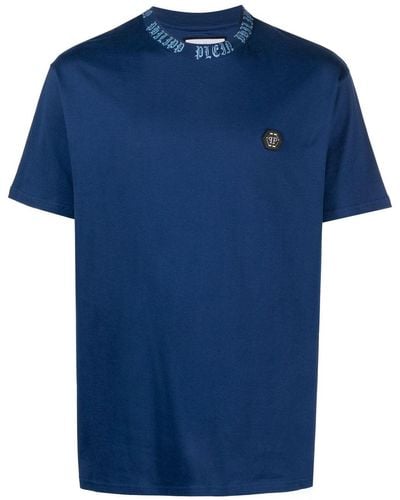 Philipp Plein T-shirt à plaque logo - Bleu