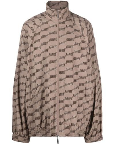 Balenciaga Monogram Print Track Jacket - Men's - Polyester/cotton - Brown