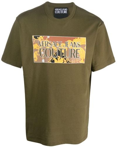 Versace T-shirt en coton à logo imprimé - Vert