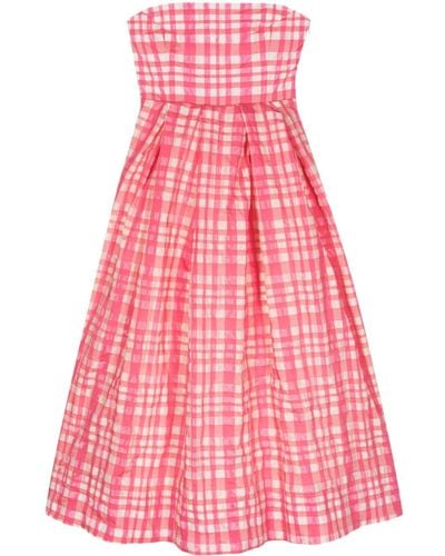 Rosie Assoulin Oh Oh Livia Checked Midi Dress - Pink