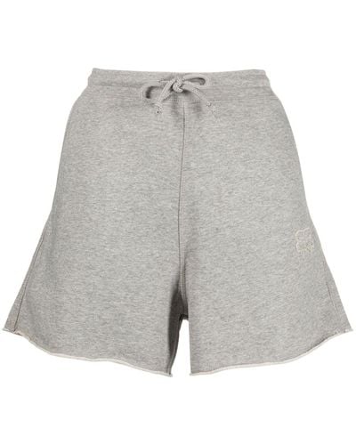 Ganni Pantalones cortos con logo bordado - Gris