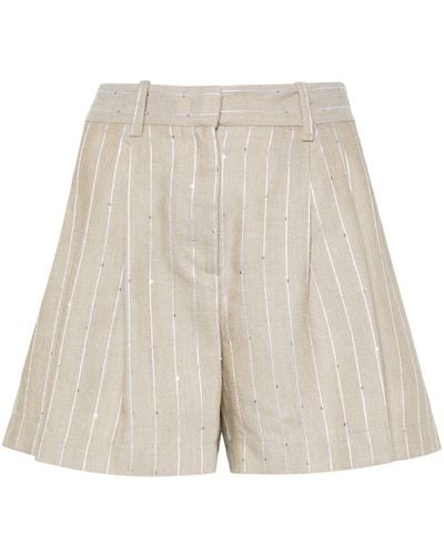 ERMANNO FIRENZE Pinstriped Sequin Shorts - Natural