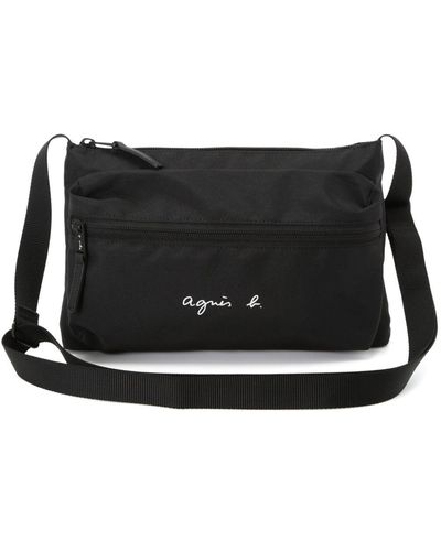 agnès b. Logo-print Shoulder Bag - Black