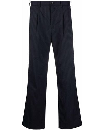 COMME DES GARÇON BLACK Straight-leg Pinstripe Trousers - Blue