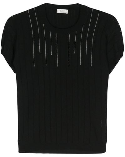 Peserico Stripe-pattern Knitted Top - Black