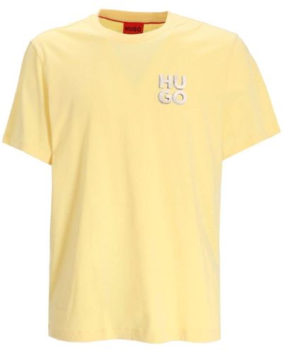 HUGO Detzington T-Shirt mit Logo-Applikation - Gelb