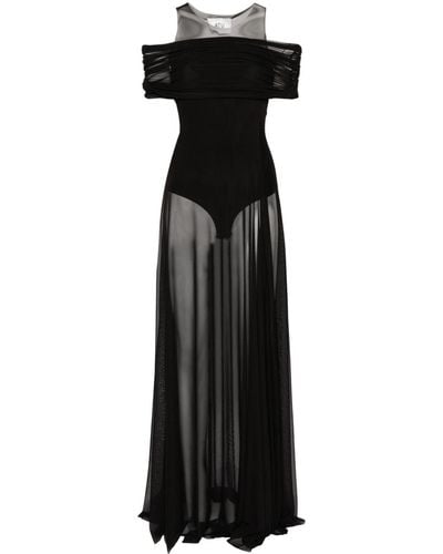 Atu Body Couture Round-neck Mesh Maxi Dress - Black