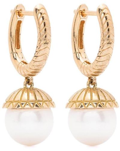 Harwell Godfrey 18kt Yellow Gold Pearl Drop Earrings - White