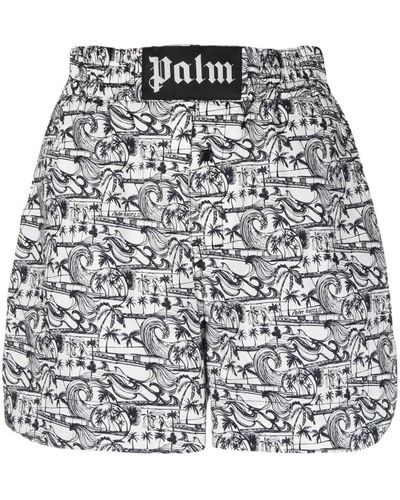 Palm Angels Shorts mit Wellen-Print - Weiß