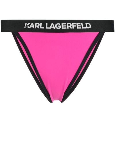 Karl Lagerfeld Logo-waistband Bikini Bottoms - Pink