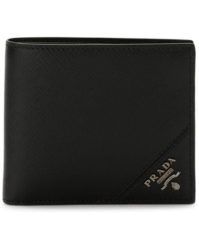 Prada Logo Plaque Bi-fold Wallet - Black