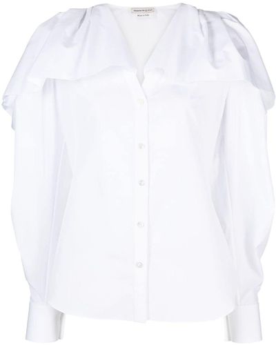 Alexander McQueen Ruffled Cotton Shirt - White