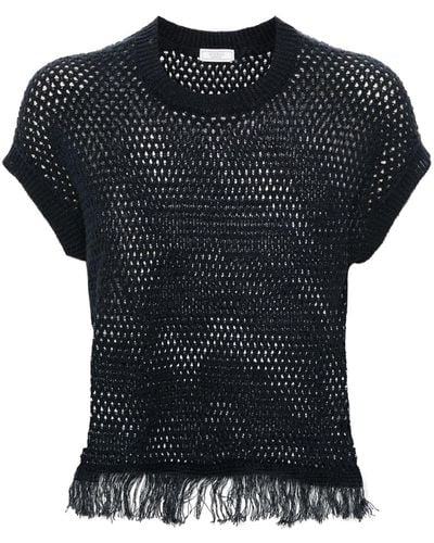 Peserico Fringe-detail Knitted Top - Black
