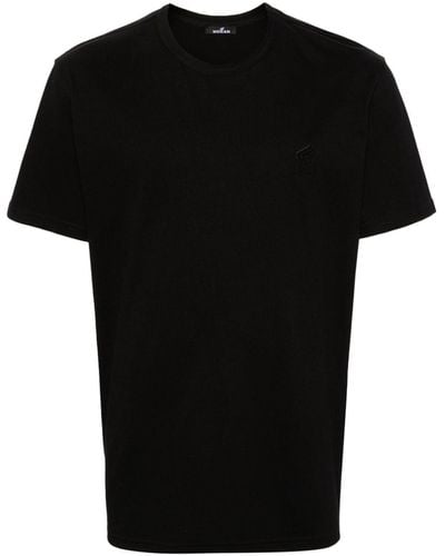 Hogan T-shirt en coton à logo brodé - Noir