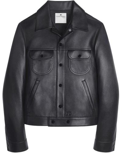 Courreges Leather Shirt Jacket - Black