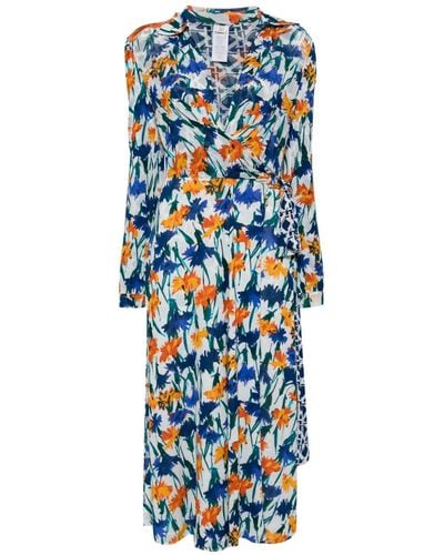 Diane von Furstenberg Phoenix Reversible Wrap Midi Dress - ブルー