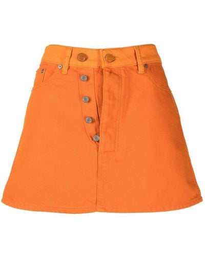 Ganni Button-up Miniskirt - Orange