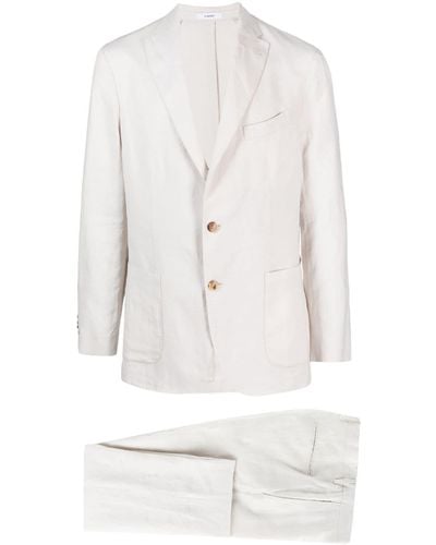 Boglioli Einreihiger Anzug aus Leinen - Weiß