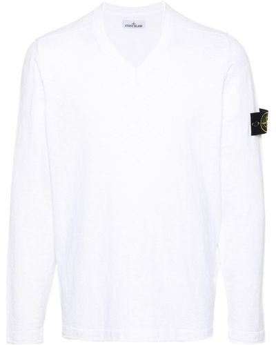 Stone Island Compass-badge Knitted Jumper - White