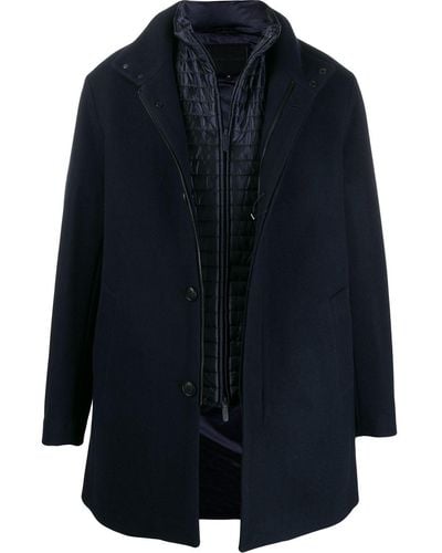 Emporio Armani Einreihiger Mantel im Layering-Look - Blau