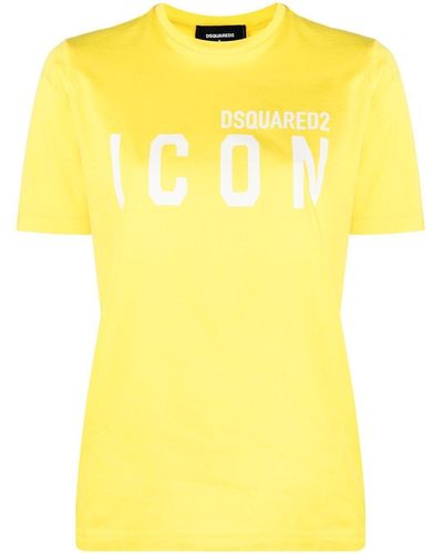 DSquared² Camiseta con logo estampado - Amarillo
