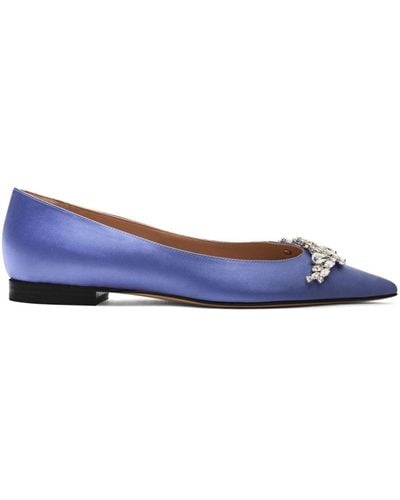 SCAROSSO Iris Crystal-embellished Ballerina Shoes - Blue