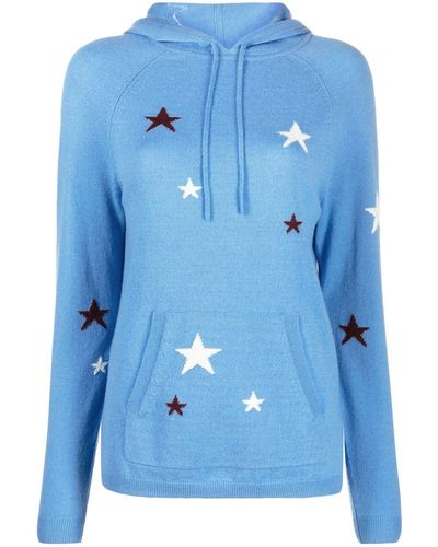 Chinti & Parker Hoodie en maille à motif d'étoiles - Bleu