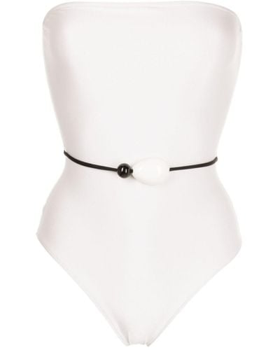 Adriana Degreas Deco Bead-detailing Strapless Swimsuit - White