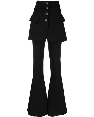 A.W.A.K.E. MODE Skirt-detail Flared Trousers - Black