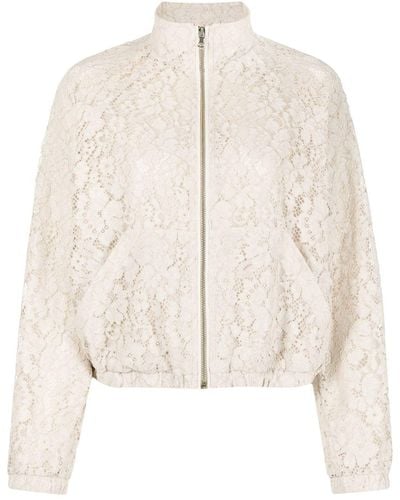 Pinko Floral-lace Bomber Jacket - Natural