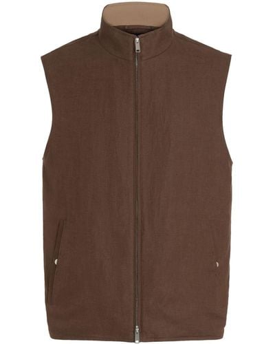 Zegna Gilet en lin Oasi à col montant - Marron