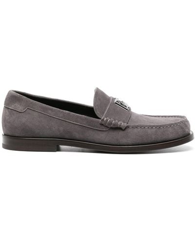 Dolce & Gabbana Logo-plaque Suede Loafers - Grey