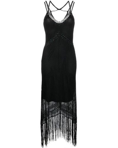Twin Set Crystal-embellished Knitted Dress - Black