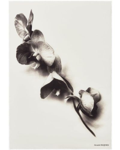 Alexander McQueen Kaschmirschal mit Blumen-Print - Weiß