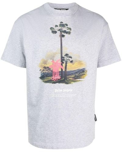Palm Angels T-shirt en coton à imprimé graphique - Blanc