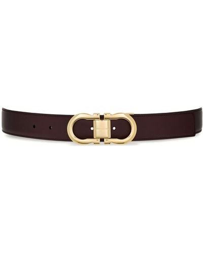 Ferragamo Reversible Gancini Leather Belt - Brown