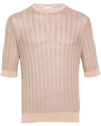 Ballantyne Short-sleeve Cotton Jumper - Pink