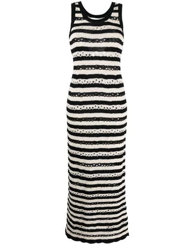 Sonia Rykiel Striped Openwork Maxi Dress - Black