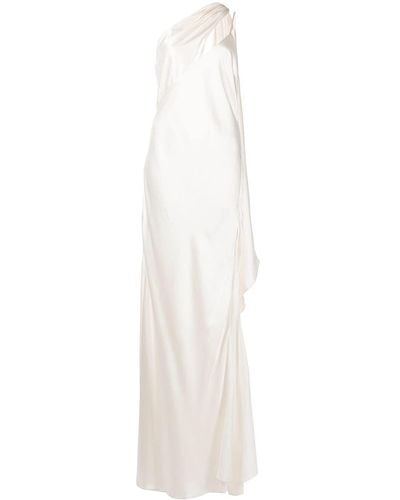 Michelle Mason Robe longue drapée en soie - Blanc