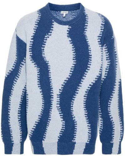 Loewe Pullover mit abstrakten Streifen - Blau