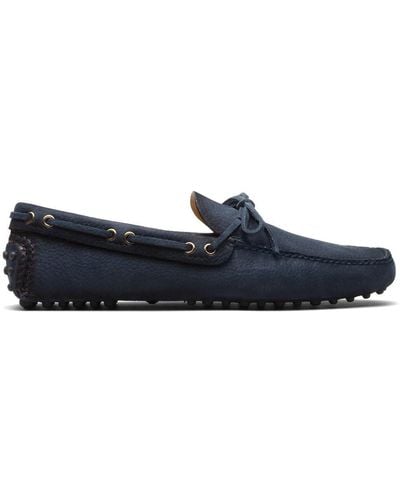 Car Shoe Bow-detail Leather Boat Shoes - Blue