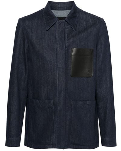 Yves Salomon Debossed-monogram Denim Jacket - Blue