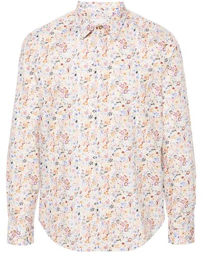 Paul Smith Floral-print Organic Cotton Shirt - Natural